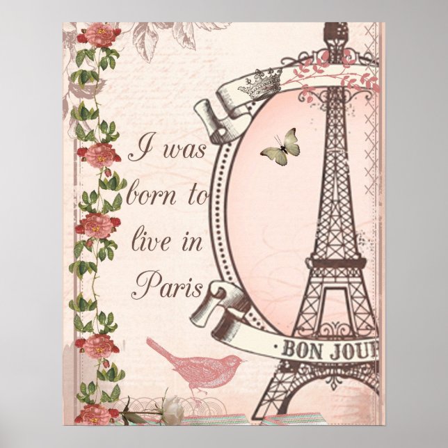 I Was Born to Live in Paris Poster (Front)