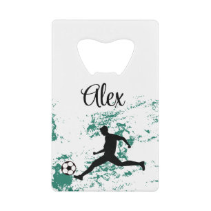 I was born to play soccer credit card bottle opener
