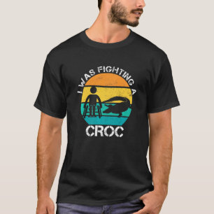 I Was Fighting A Croc Funny Wheelchair Humour Hand T-Shirt