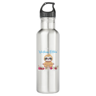 I Was Like Whatever Tee Sloth Yoga Meditating Slot 710 Ml Water Bottle