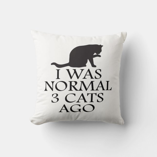 i-was-normal-3-cats-ago--funny-cat throw pillow (Front)