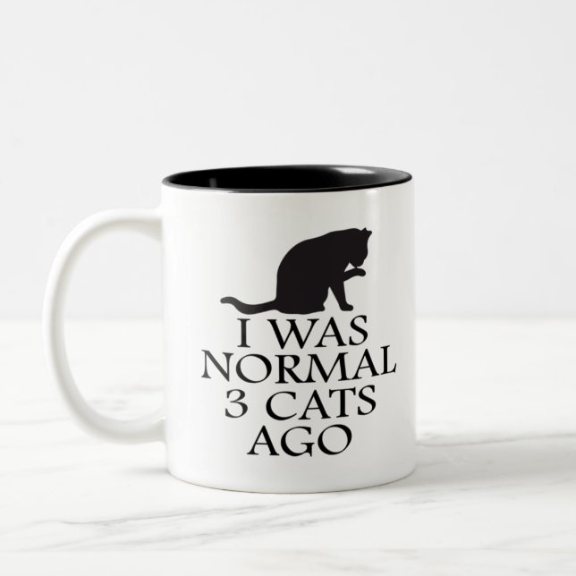 i-was-normal-3-cats-ago--funny-cat Two-Tone coffee mug (Left)
