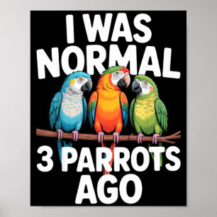 I Was Normal 3 Parrots Ago Funny Bird Lover Casual Poster