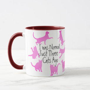 I was Normal Three Cats Ago Design, Funny Cat Mom Mug