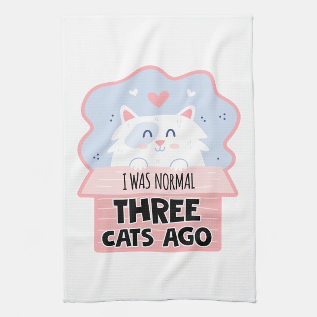 I Was Normal Three Cats Ago Kitchen Towel (Vertical)