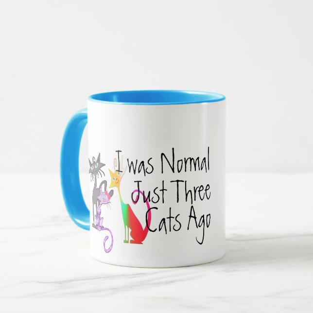 I Was Normal Three Cats Ago Mug - Cat Lover Gift (Front Left)