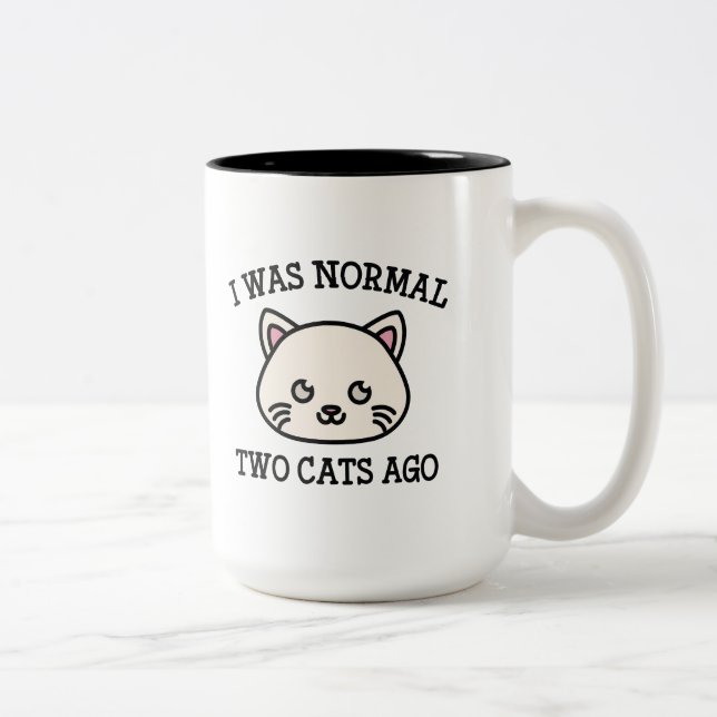 I Was Normal Two Cats Ago Two-Tone Coffee Mug (Right)