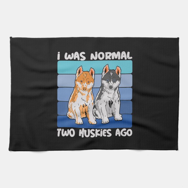 I Was Normal Two Huskies Ago | Shiba Dog Kitchen Towel (Horizontal)