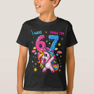I Was Six Now I'm Seven Dabbing Unicorn 67 Meme 7t T-Shirt