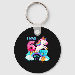 I Was Six Now Seven Ice Cream Drip Unicorn 67 Meme Keychain