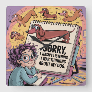 I Was Thinking About My Dog Square Wall Clock