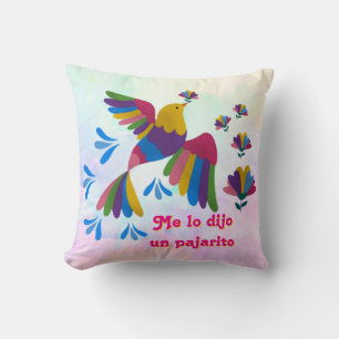 'I Was Told by a Pajarito' Mexican Art Throw Pillow