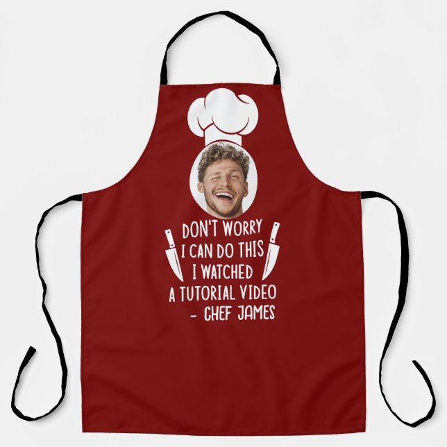I Watched a Tutorial Video Funny & Custom Photo Apron (Front)