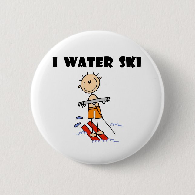 I Water Ski  2 Inch Round Button (Front)