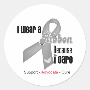 I Wear a Grey Ribbon Because I Care Classic Round Sticker