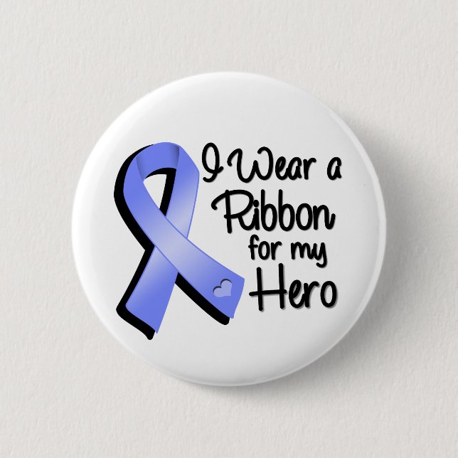 I Wear a Periwinkle Ribbon For My Hero 2 Inch Round Button (Front)