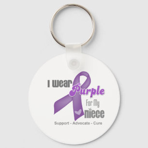 I Wear a Purple Ribbon For My Niece Keychain