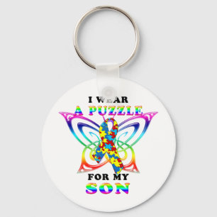 I Wear A Puzzle for my Son Keychain