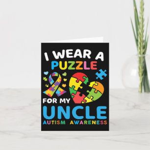 I Wear A Puzzle For My Uncle Autism Awareness Blue Card
