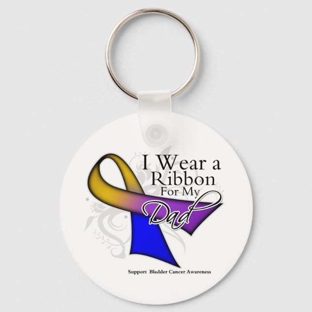 I Wear a Ribbon For My Dad - Bladder Cancer Keychain (Front)