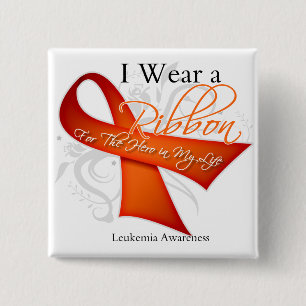 I Wear a Ribbon For My Hero - Leukaemia 2 Inch Square Button