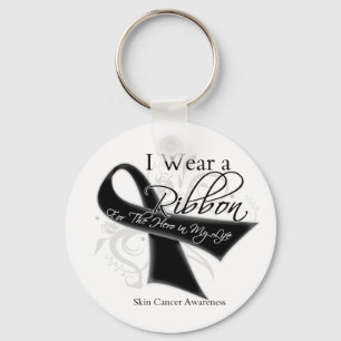 I Wear a Ribbon For My Hero - Melanoma Keychain