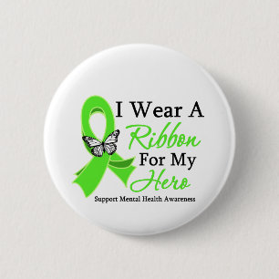 I Wear A Ribbon Hero Mental Health Awareness 2 Inch Round Button
