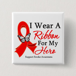 I Wear a Ribbon HERO Stroke 2 Inch Square Button