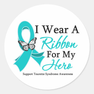 I Wear A Ribbon HERO Tourette Syndrome Classic Round Sticker