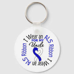 I Wear an ALS Ribbon For My Uncle Keychain