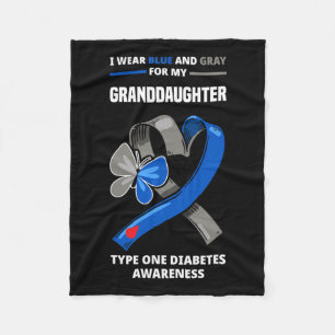 I Wear Blue And Grey For My Granddaughter Type One Fleece Blanket