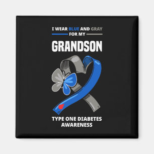 I Wear Blue And Grey For My Grandson Type One Diab Magnet
