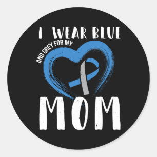 I Wear Blue And Grey For My Mom Diabetes Type 1 Classic Round Sticker