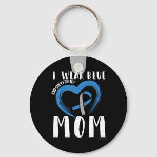 I Wear Blue And Grey For My Mom Diabetes Type 1  Keychain