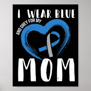 I Wear Blue And Grey For My Mom Diabetes Type 1 Poster