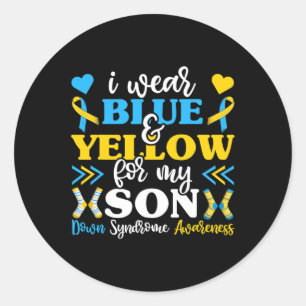 I Wear Blue And Yellow For My Son Mom Dad Classic Round Sticker