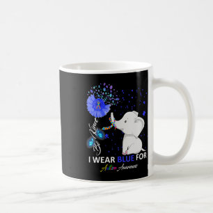 I Wear Blue Autism Awareness Cute Elephant Sunflow Coffee Mug