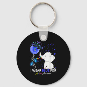 I Wear Blue Autism Awareness - Elephant Autism Awa Keychain