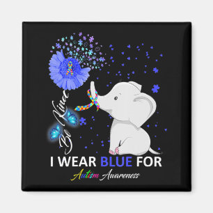 I Wear Blue Autism Awareness Elephant Autism Awar Magnet