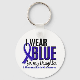 I Wear Blue Daughter Rheumatoid Arthritis RA Keychain
