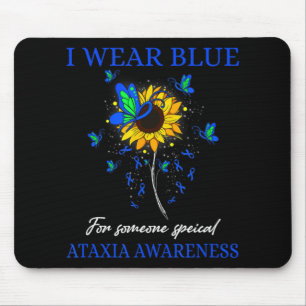 I Wear Blue For Ataxia Awareness Sunflower T-Shirt Mouse Pad