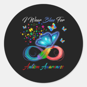 I Wear Blue For Autism Awareness - Autism Awarenes Classic Round Sticker
