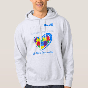 I Wear Blue For Autism Awareness Family Matching T Hoodie