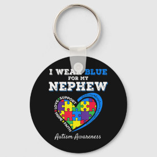 I Wear Blue For Autism Awareness Family Matching T Keychain