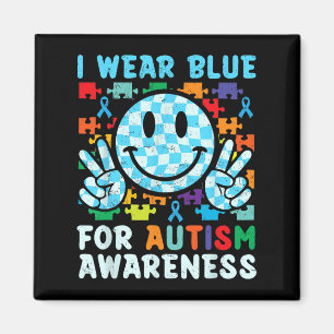 I Wear Blue For Autism Awareness Month Smile Boys Magnet