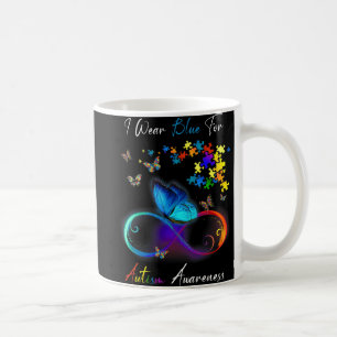 I Wear Blue For Autism Awareness Puzzle Mom Dad K Coffee Mug