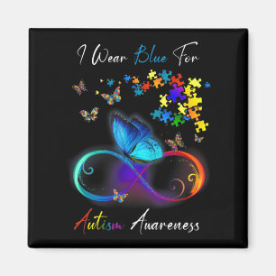 I Wear Blue For Autism Awareness  Puzzle Mom Dad K Magnet