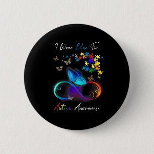 I Wear Blue For Autism Awareness shirt Puzzle Mom 2 Inch Round Button