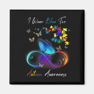 I Wear Blue For Autism Awareness shirt Puzzle Mom  Magnet