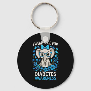 I Wear Blue For Diabetes Awareness - Elephant Warr Keychain